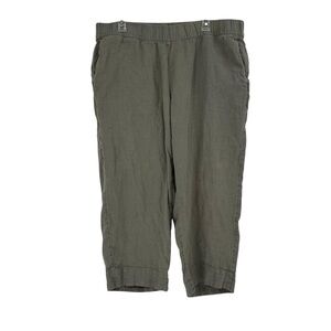 J Jill Linen Garment Dyed Grey Green Lagenlook Pants Size L